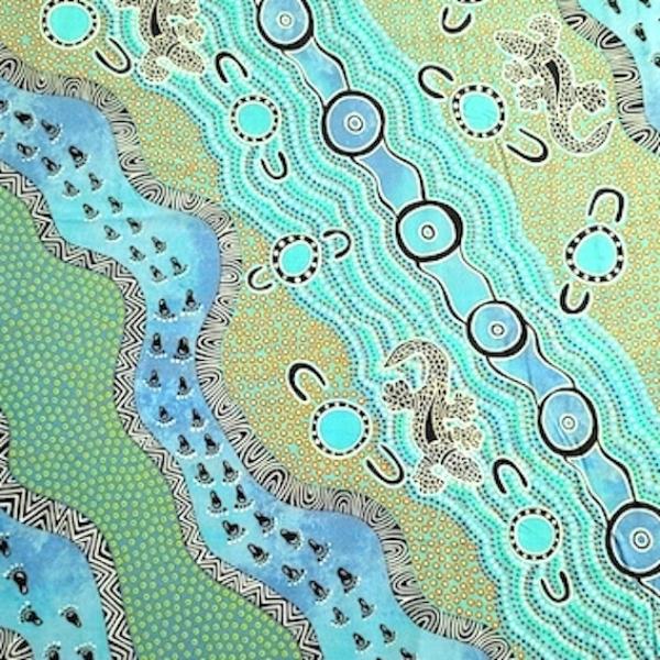 MULAKA HUNTING BLUE Aborigines Stoff aus Australien